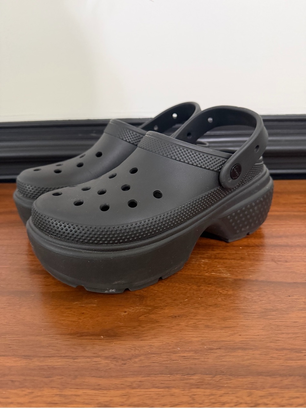 Black platform CROCS